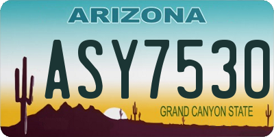 AZ license plate ASY7530