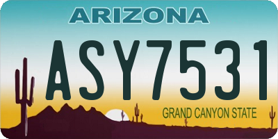 AZ license plate ASY7531
