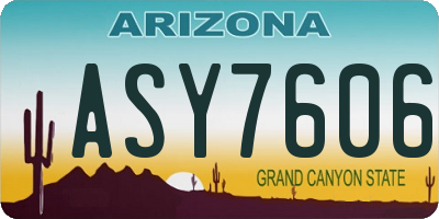 AZ license plate ASY7606