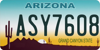 AZ license plate ASY7608