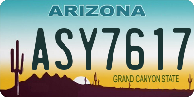 AZ license plate ASY7617