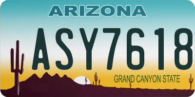 AZ license plate ASY7618