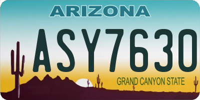 AZ license plate ASY7630