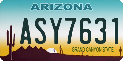 AZ license plate ASY7631