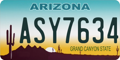 AZ license plate ASY7634