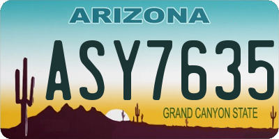 AZ license plate ASY7635