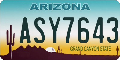 AZ license plate ASY7643