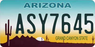 AZ license plate ASY7645