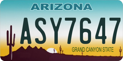 AZ license plate ASY7647