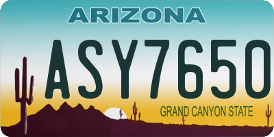 AZ license plate ASY7650