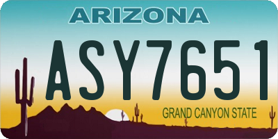 AZ license plate ASY7651