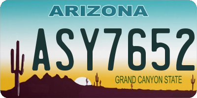 AZ license plate ASY7652