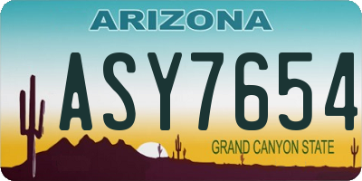 AZ license plate ASY7654