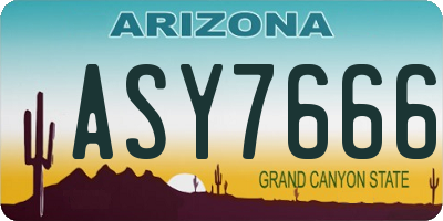 AZ license plate ASY7666