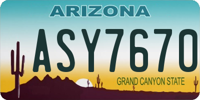 AZ license plate ASY7670