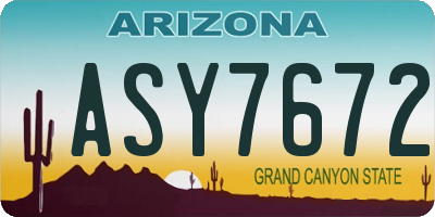 AZ license plate ASY7672