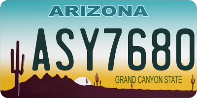 AZ license plate ASY7680
