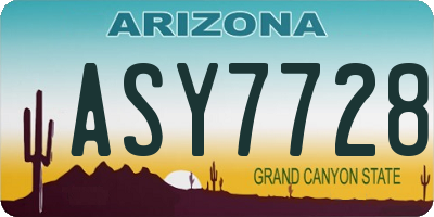 AZ license plate ASY7728