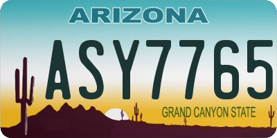 AZ license plate ASY7765