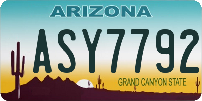 AZ license plate ASY7792