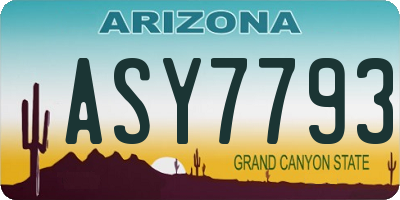 AZ license plate ASY7793