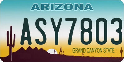 AZ license plate ASY7803