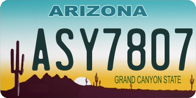 AZ license plate ASY7807