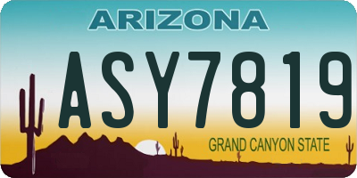 AZ license plate ASY7819