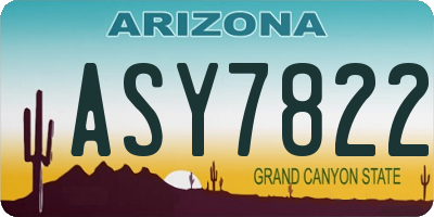 AZ license plate ASY7822