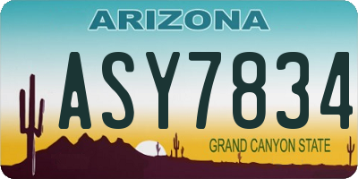 AZ license plate ASY7834