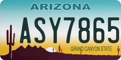AZ license plate ASY7865