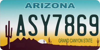 AZ license plate ASY7869