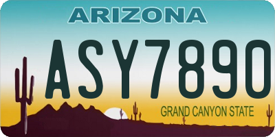 AZ license plate ASY7890