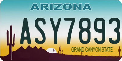 AZ license plate ASY7893
