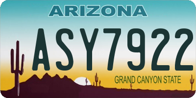 AZ license plate ASY7922