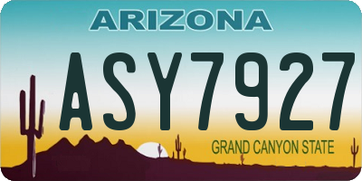 AZ license plate ASY7927