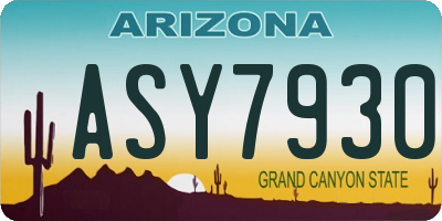AZ license plate ASY7930