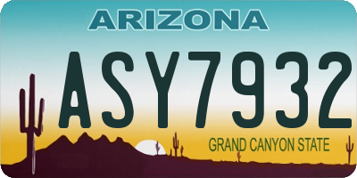 AZ license plate ASY7932