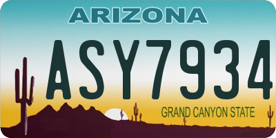 AZ license plate ASY7934