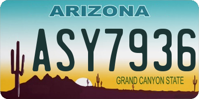 AZ license plate ASY7936
