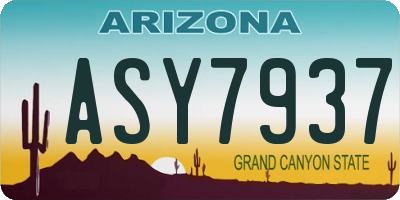 AZ license plate ASY7937