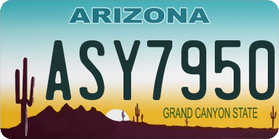 AZ license plate ASY7950