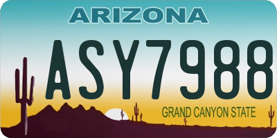 AZ license plate ASY7988