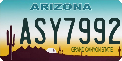 AZ license plate ASY7992