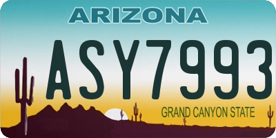 AZ license plate ASY7993
