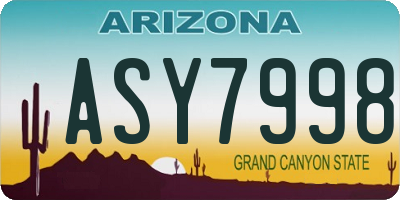 AZ license plate ASY7998