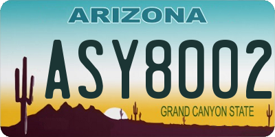 AZ license plate ASY8002