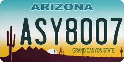 AZ license plate ASY8007