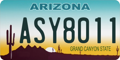 AZ license plate ASY8011