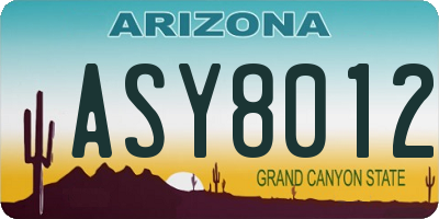 AZ license plate ASY8012